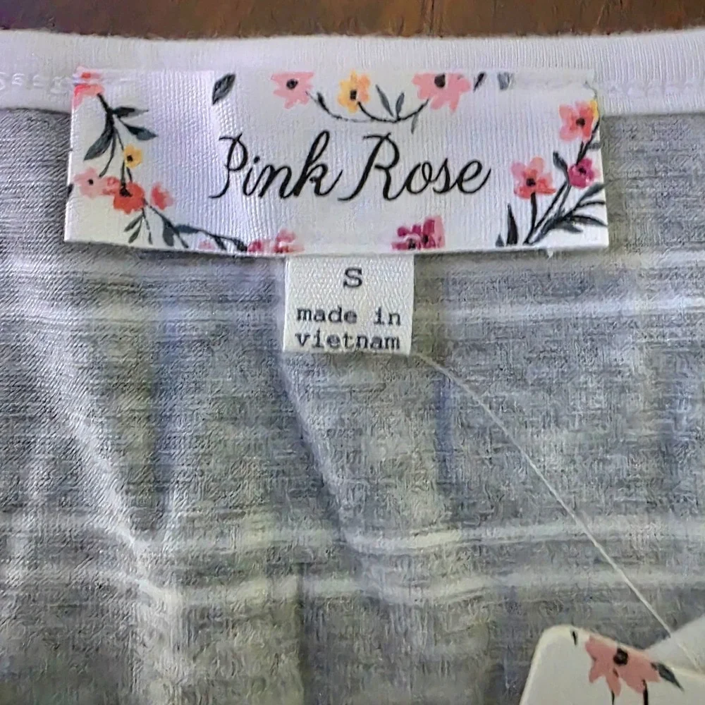 Pink Rose Womens Gray Striped Short Sleeve T-Shirt Dress Size Small